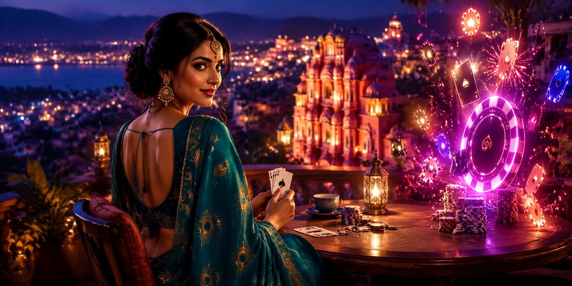 Players in Jaipur playing poker with saree and chips